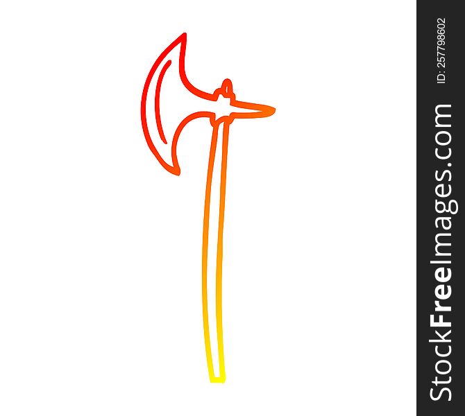 warm gradient line drawing of a cartoon medieval axe
