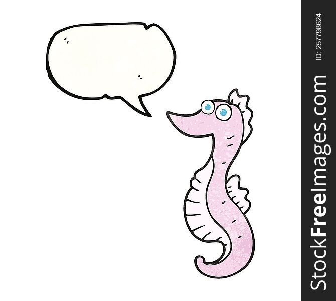 Speech Bubble Textured Cartoon Seahorse