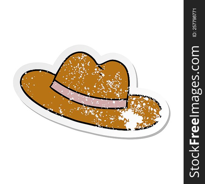 Distressed Sticker Cartoon Doodle Of A Hat