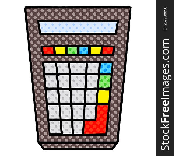 quirky comic book style cartoon calculator