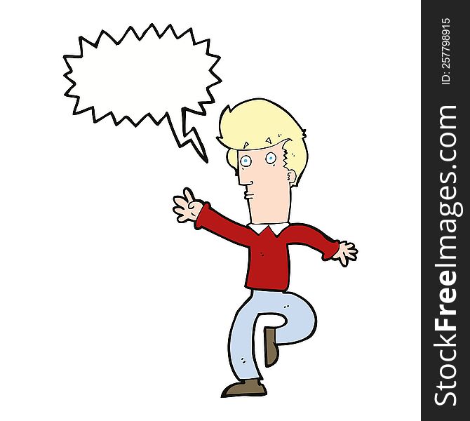 Cartoon Rushing Man With Speech Bubble