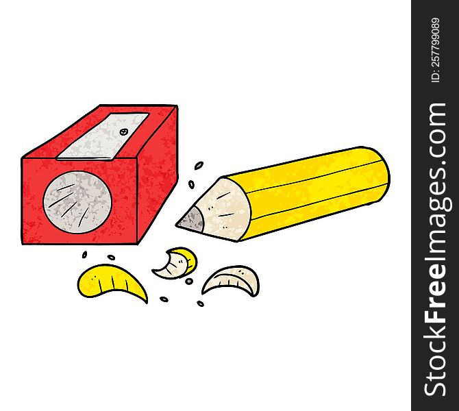 cartoon pencil and sharpener. cartoon pencil and sharpener