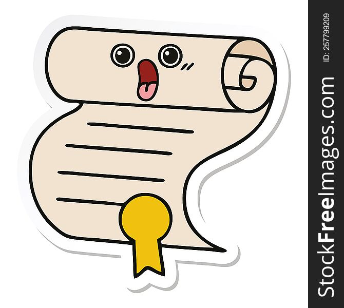 sticker of a cute cartoon contract