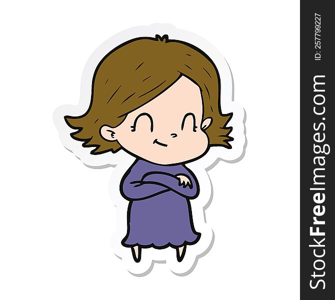 Sticker Of A Cartoon Friendly Girl