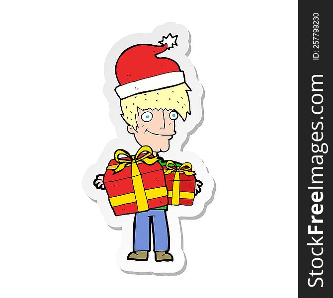 sticker of a cartoon man ready for christmas