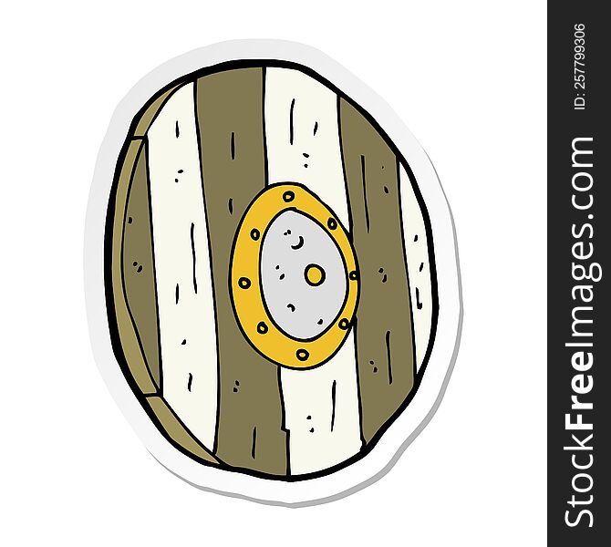 Sticker Of A Cartoon Wooden Shield