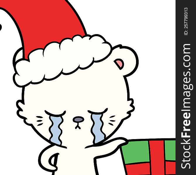 crying cartoon christmas polarbear. crying cartoon christmas polarbear