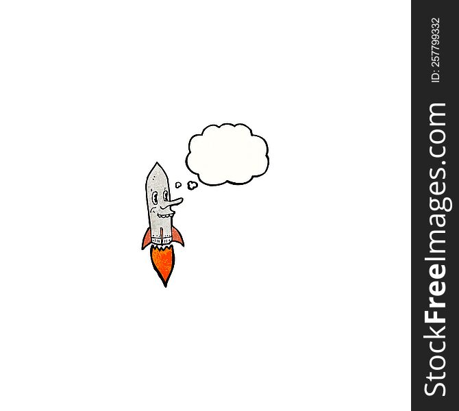 Cartoon Rocket With Thought Bubble