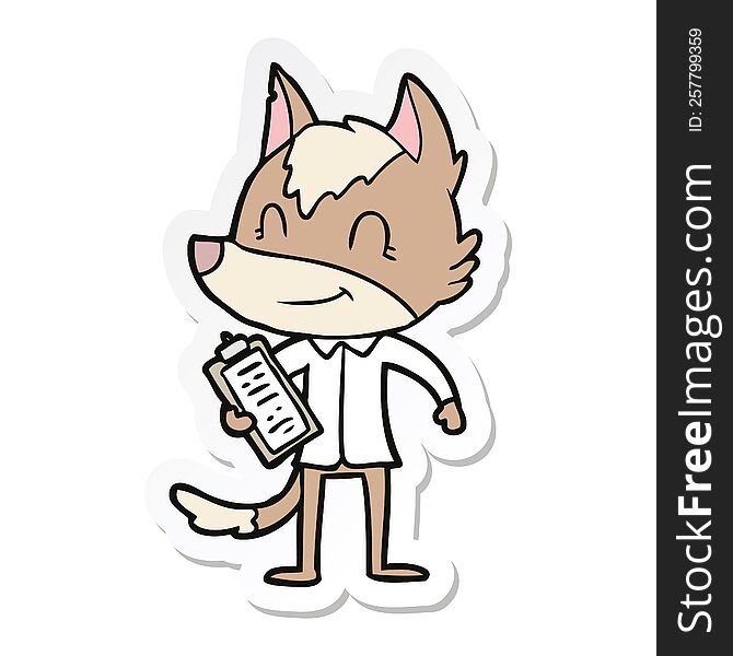 Sticker Of A Friendly Cartoon Wolf Boss