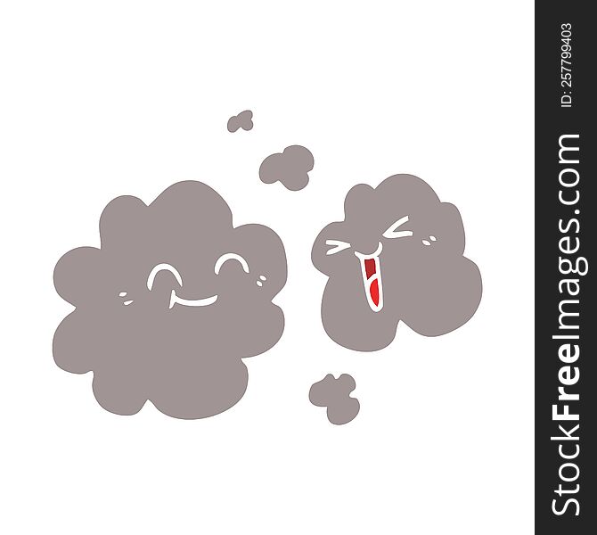 cartoon doodle of happy grey smoke