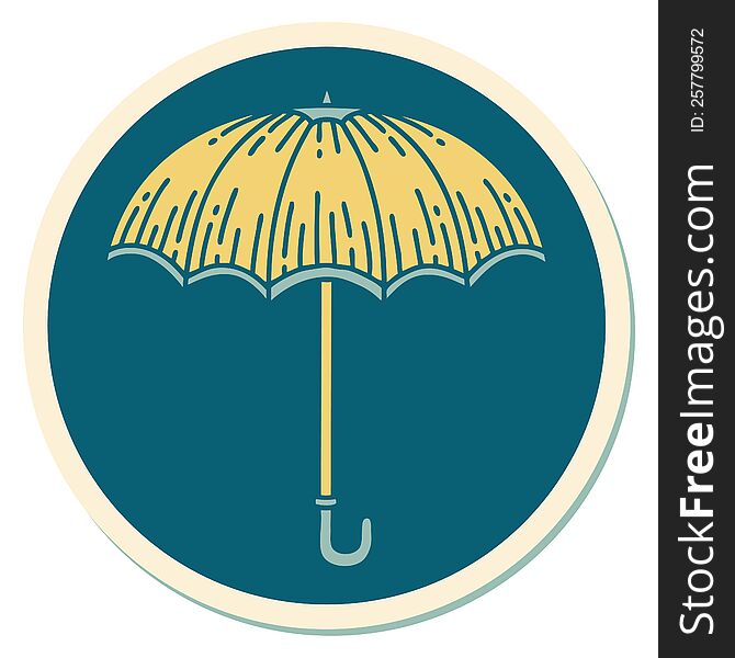 sticker of tattoo in traditional style of an umbrella. sticker of tattoo in traditional style of an umbrella