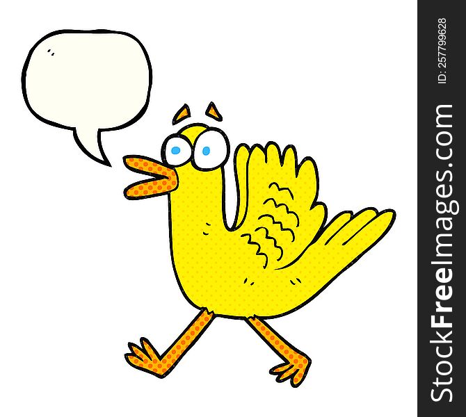 freehand drawn comic book speech bubble cartoon flapping duck
