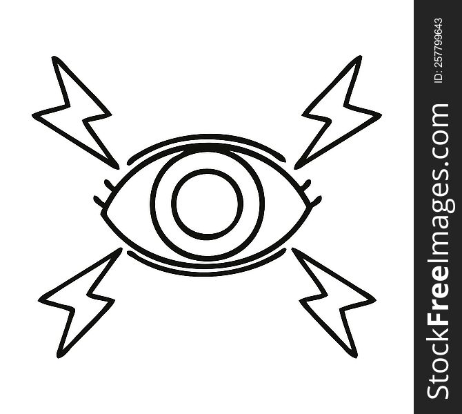 line drawing cartoon of a mystic eye