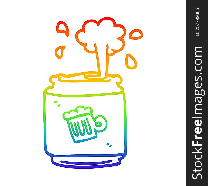 rainbow gradient line drawing of a cartoon can of larger