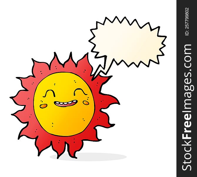 Cartoon Happy Sun With Speech Bubble