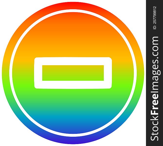 Subtraction Symbol Circular In Rainbow Spectrum