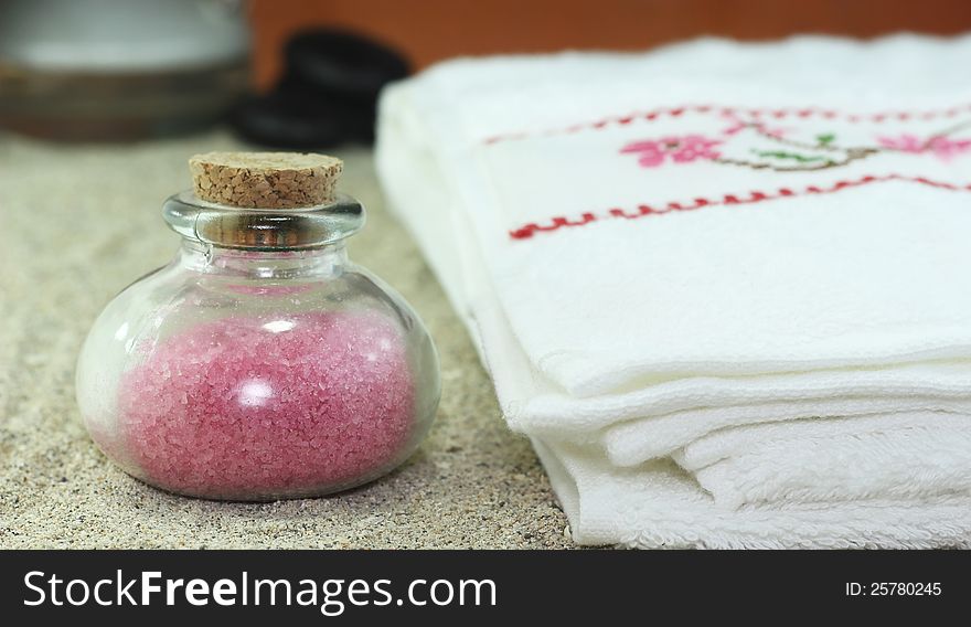 Aromatic bath salts, spa and relaxation