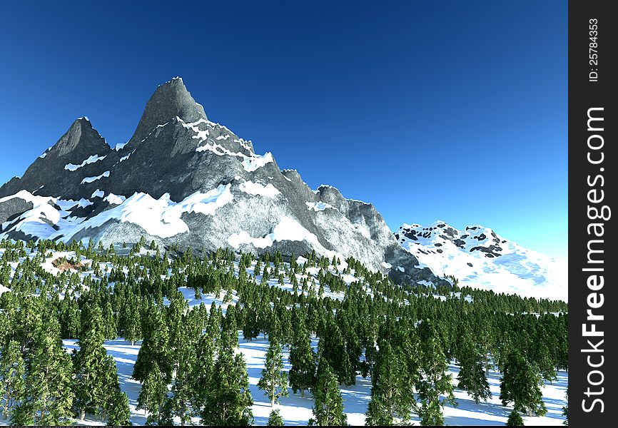 Mountain with snow