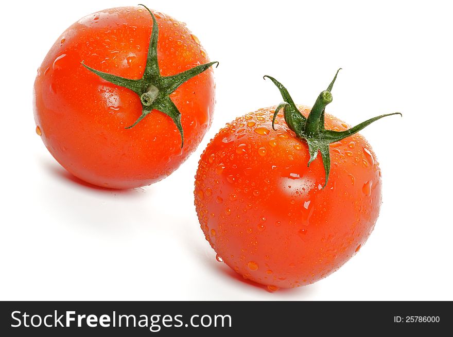 Two Tomatoes isolated on white background