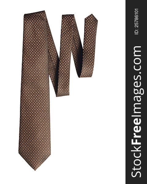 Brown necktie isolated on white background