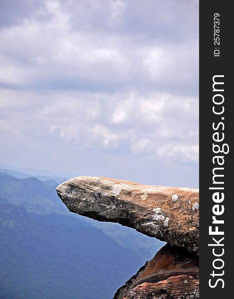 Hanging Rock jutting out of the cliff (head to sky) national park Thailand. Hanging Rock jutting out of the cliff (head to sky) national park Thailand