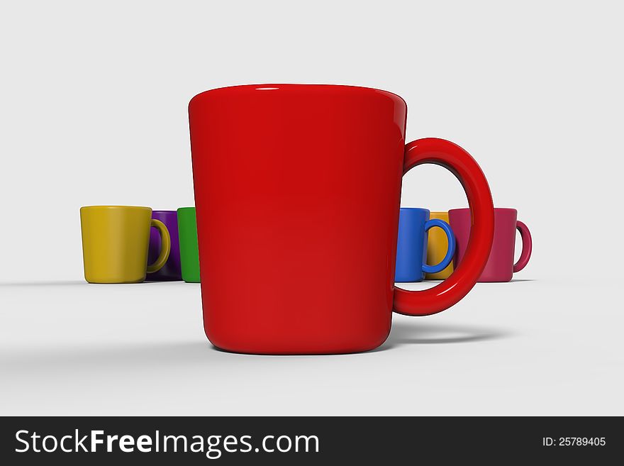 3d model rendering of various color cup. 3d model rendering of various color cup