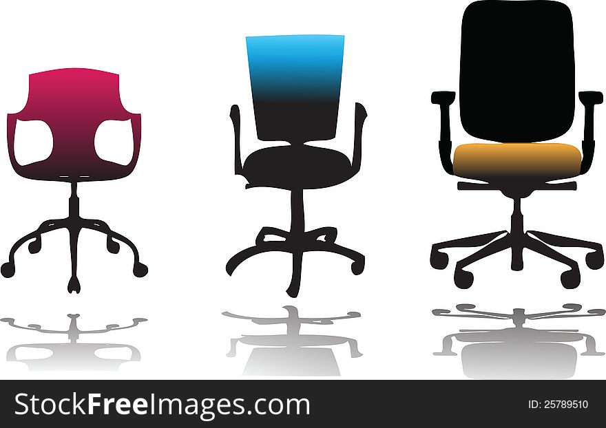 Office chairs set color illustration