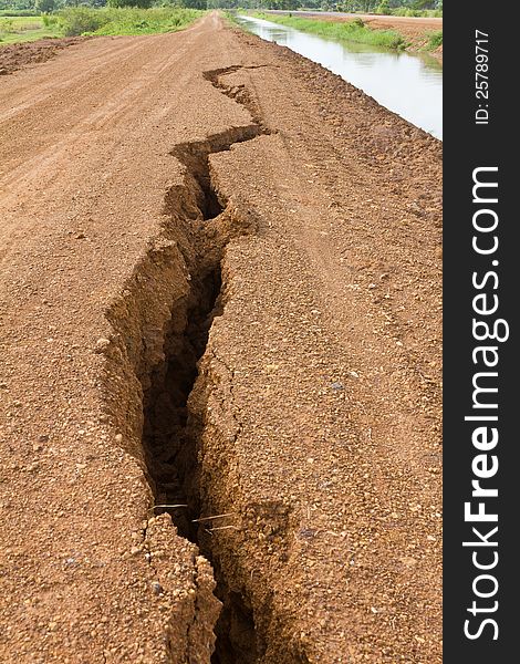 Gravel Road In Rural Split Apart.