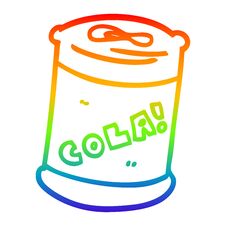 Rainbow Gradient Line Drawing Cartoon Fizzy Drinks Can Stock Image