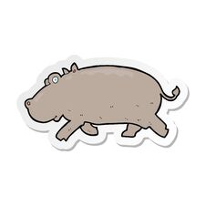 Sticker Of A Cartoon Hippopotamus Royalty Free Stock Photos