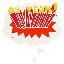 Cartoon Text Oh Yeah! And Thought Bubble In Retro Style Royalty Free Stock Photos