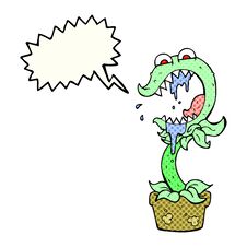 Comic Book Speech Bubble Cartoon Carnivorous Plant Stock Image