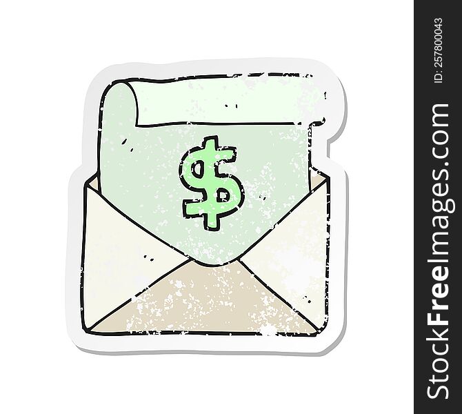 retro distressed sticker of a cartoon payment letter