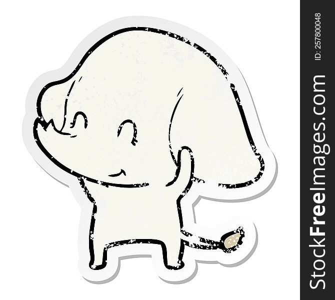 Distressed Sticker Of A Cute Cartoon Elephant