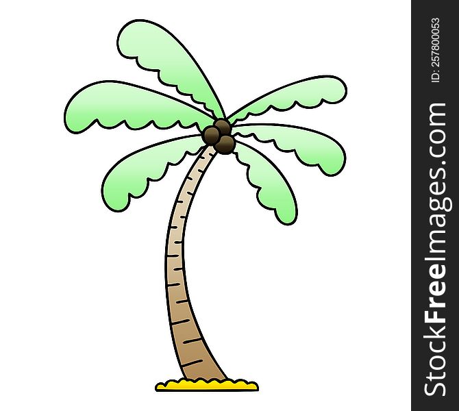 gradient shaded quirky cartoon palm tree. gradient shaded quirky cartoon palm tree