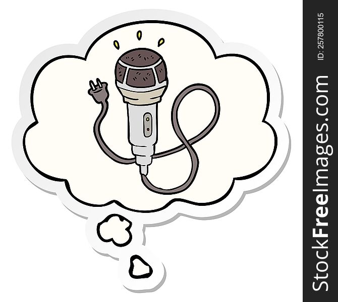 cartoon microphone with thought bubble as a printed sticker