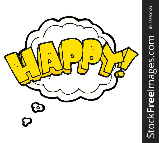 freehand drawn thought bubble cartoon happy text symbol