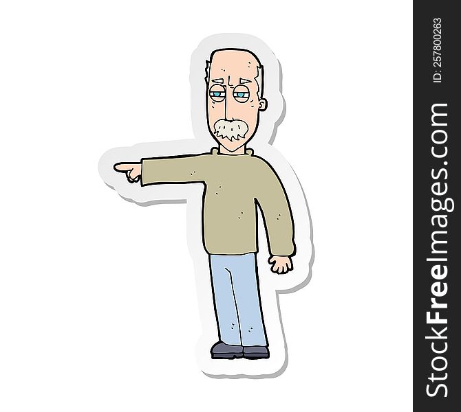 sticker of a cartoon old man gesturing Get Out