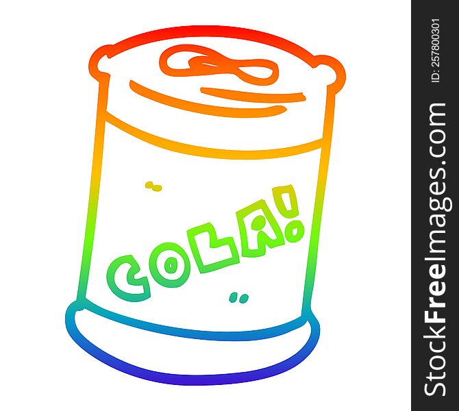 rainbow gradient line drawing of a cartoon fizzy drinks can