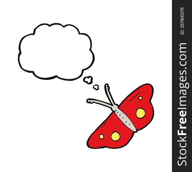cartoon butterfly symbol with thought bubble