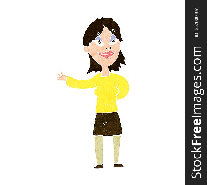 Cartoon Woman Gesturing To Show Something