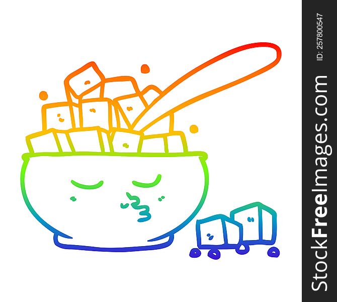 Rainbow Gradient Line Drawing Cartoon Sugar Bowl