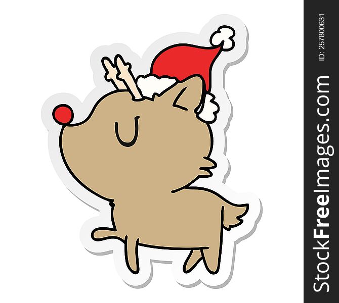 Christmas Sticker Cartoon Of Kawaii Deer
