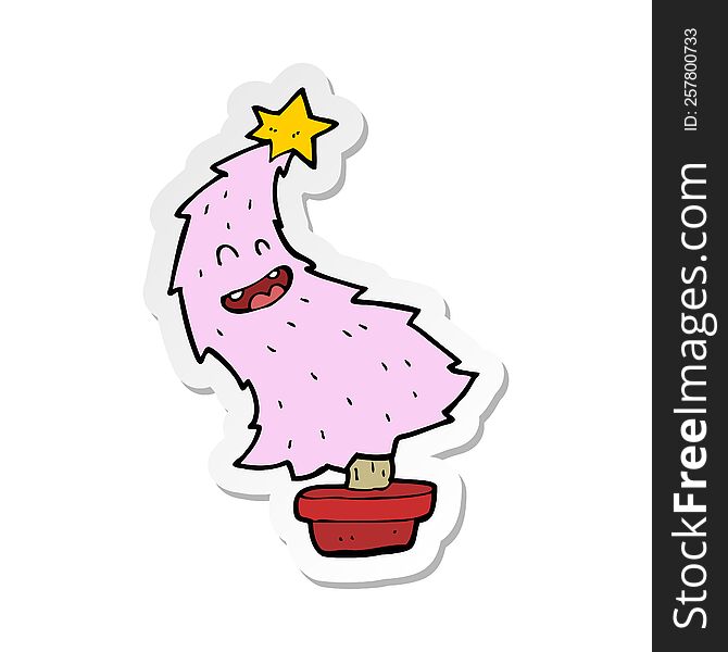 Sticker Of A Cartoon Dancing Christmas Tree