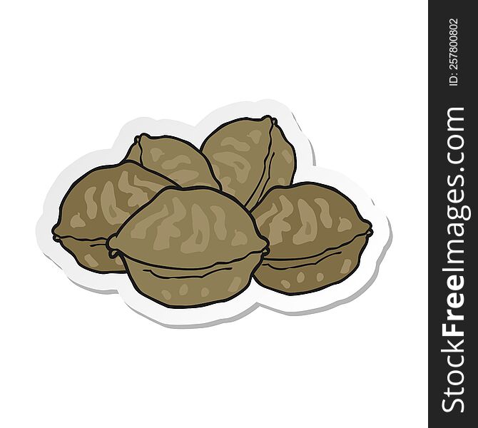 sticker of a cartoon walnuts