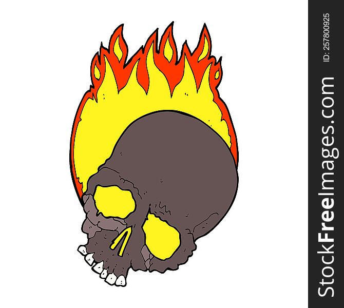 Cartoon Burning Skull