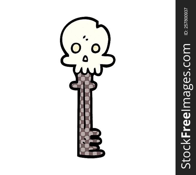 Cartoon Doodle Spooky Skull Key