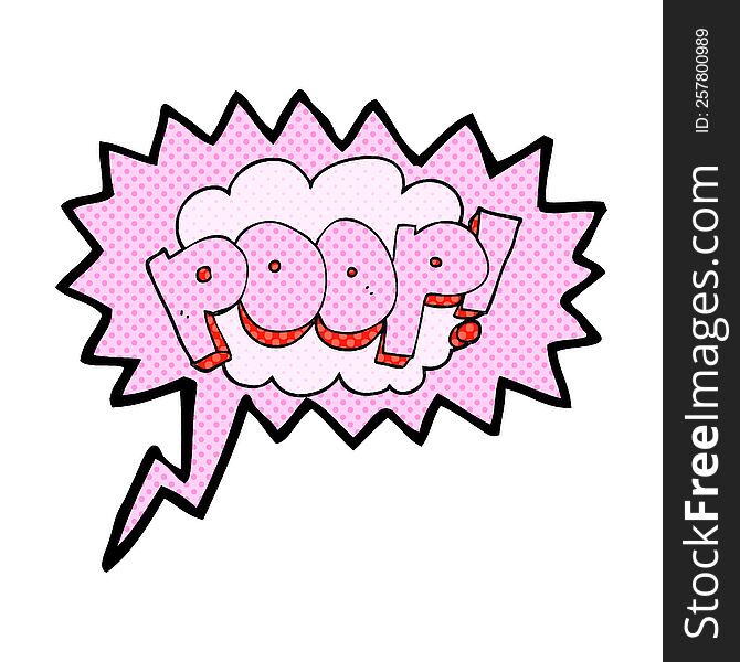 freehand drawn comic book speech bubble cartoon poop! text