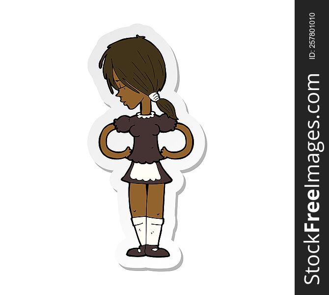 Sticker Of A Cartoon Waitress