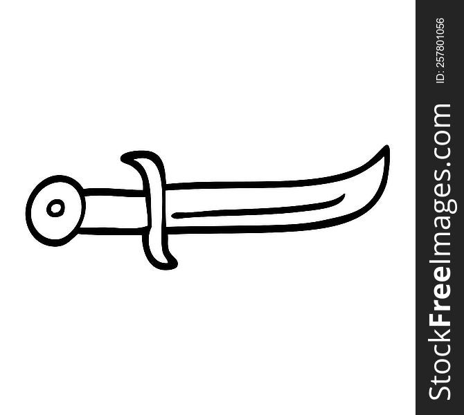 line drawing cartoon curved dagger